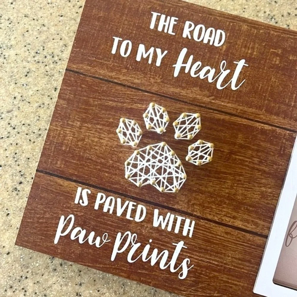 Brand New Dog Cat Pet String Art Heart Picture Frame Rustic Wood Memorial Gift